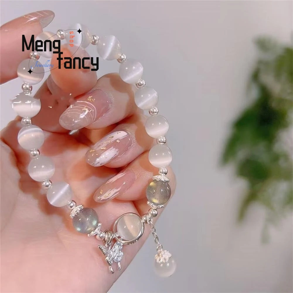 Pulseira feminina Olho de gato com pingente borboleta