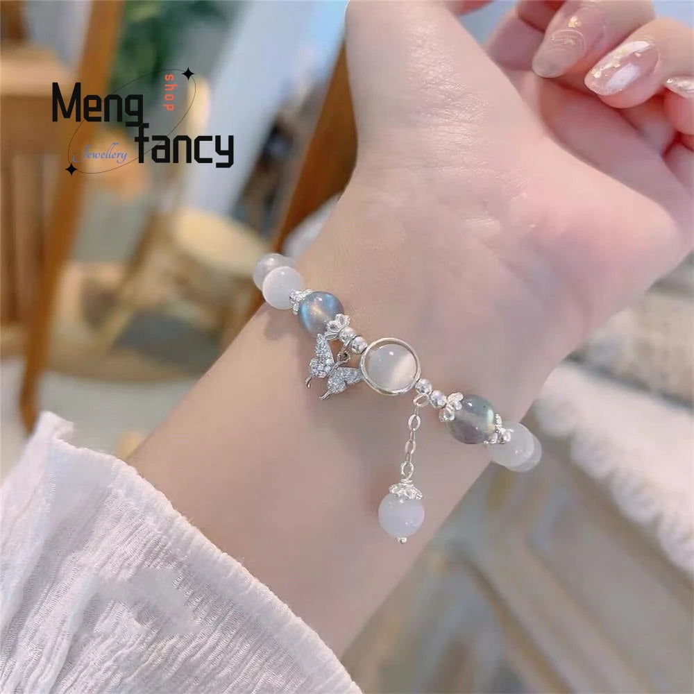 Pulseira feminina Olho de gato com pingente borboleta