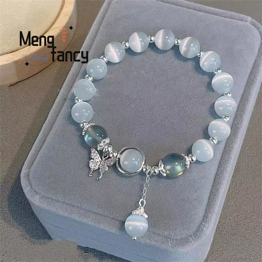 Pulseira feminina Olho de gato com pingente borboleta
